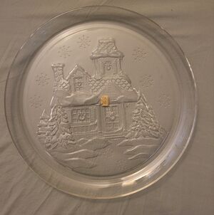 Clear Glass Vintage Arcoroc Winter Wonderland Christmas Serving Plate